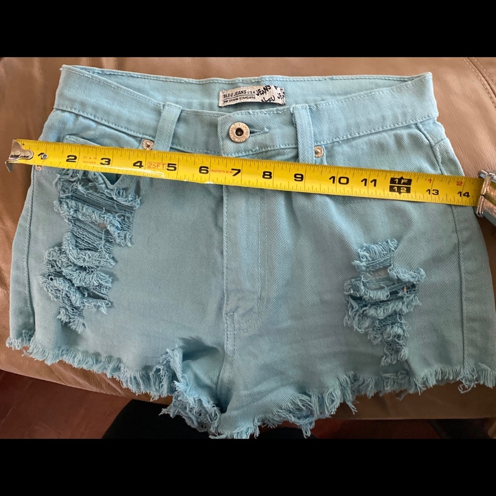 MINI DENIM Col Light Blue Distressed Jean Short - Picture 4 of 4